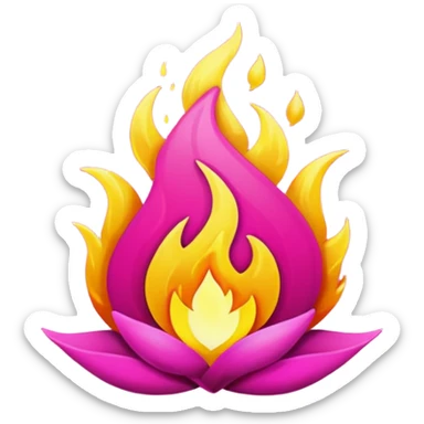 Floating hyper-realistic magenta ember-flame sticker