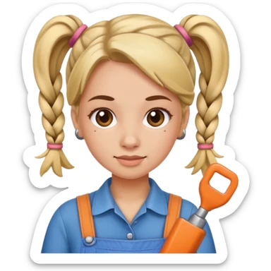 Handy woman with pig tailes sticker