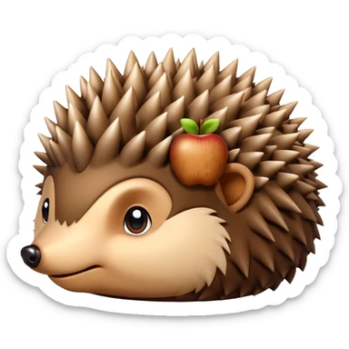 curled up hedgehog without face or limbs, apple emoji style sticker