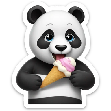 Panda eating ice cream sticker