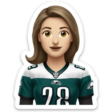 Philadelphia eagles fan, white woman with brown hair and brown eyes sticker