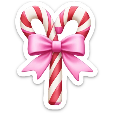 Alight pink candy canes, with pink bow on it sticker
