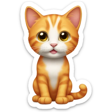 Baby orange cat standing like a human sticker