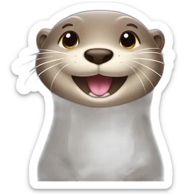 smiling otter with sparkles surrounding its face sticker