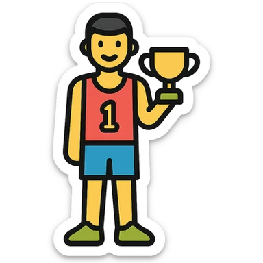 color outline icon of a tall athlete sticker