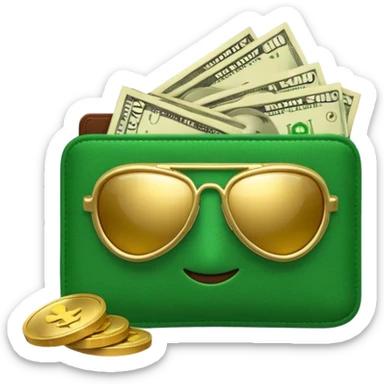 Aviator money emoji, wallet full of cash, casino vibe, premium 3D emoji style, clean, no background
 sticker