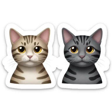 Two cats, one striped grey, one black. sticker