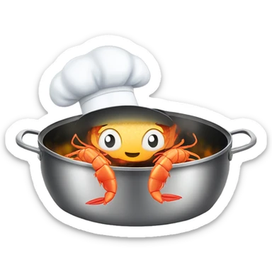 A chef shrimp frying rice in a pot sticker