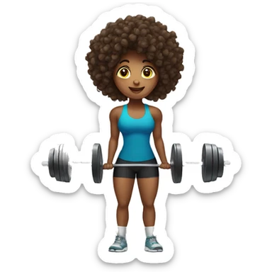 Weight lifting brazilian woman with curly hair  sticker