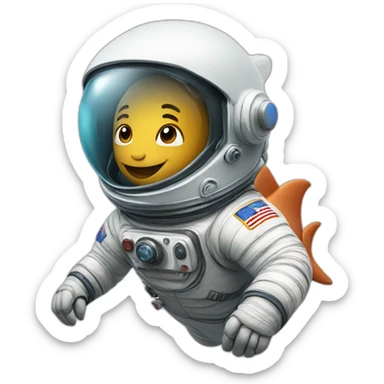 Astronaut with helmet closed riding a shark sticker