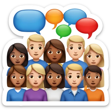 lots of people communicating with each other with speech bubbles sticker