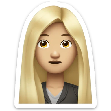 asian blonde long hair,grand theft auto lookin sad sticker