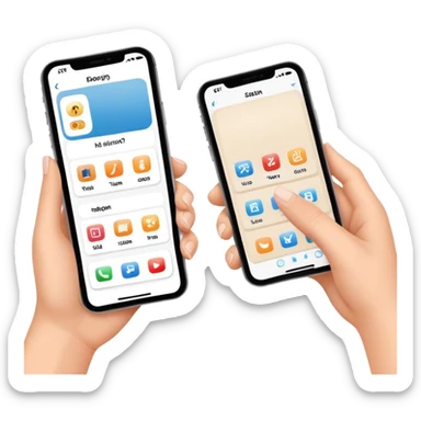 finger swiping on phone screen between two different room styles, interior design quiz sticker