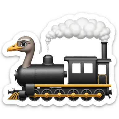 Give me a 0-5-0 locomotive and put an ostrich body and head on the steam engine of the train and put a toilet on top second train car  sticker