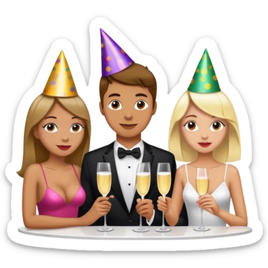 2 girls and a guy in a bar on date sticker