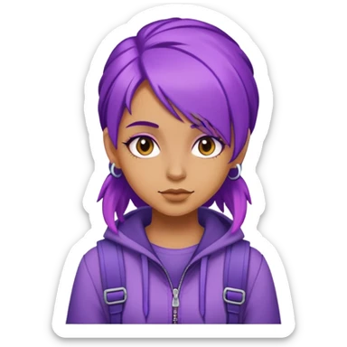 girl with purple hair wearing a cool outfit sticker
