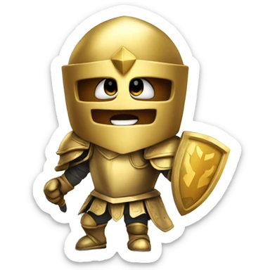 Golden knight celebrating happy sticker