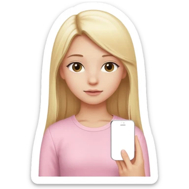 girl in light pink clothes, blonde with long straight hair, half sideways pose sticker