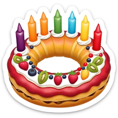 genera una versión de emoji de una rosca de reyes mexicana sticker