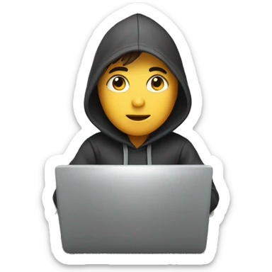 a boy with hoodie sitting at his computer working on development sticker