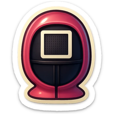 retro sticker style icon of the Squid Game square guard mask, bold and playful sticker