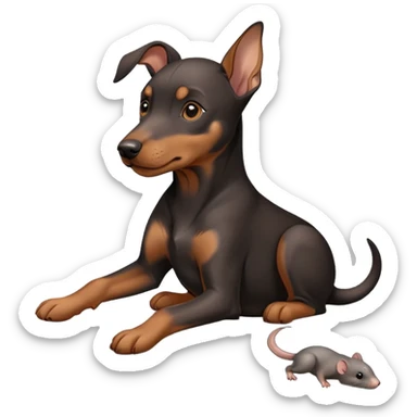 Dobermann puppy falling rat sticker