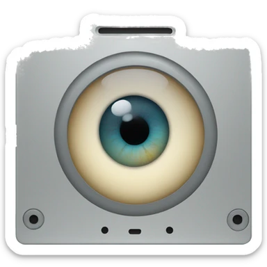 computer with eyeball sticker