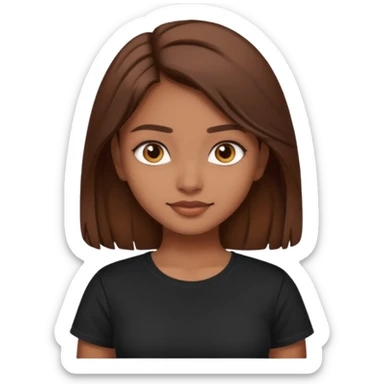 a pretty fair indian bratz girl with brown hair. with a black tshirt sticker