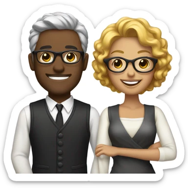 smiling couple in stylish attire sticker