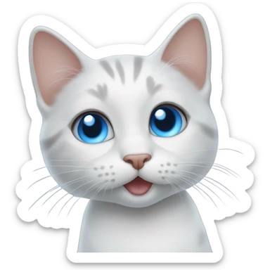 Cat blue eyes blowing out kiss  sticker
