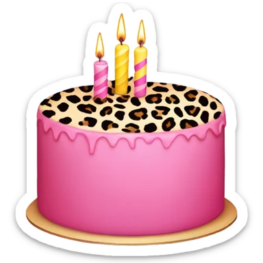 Pink Birthday cake with Leopard Print  sticker