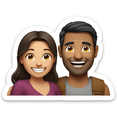 Thick brunette girl laughing with Indian man  sticker