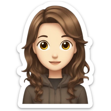 anime girl with brown hair sticker