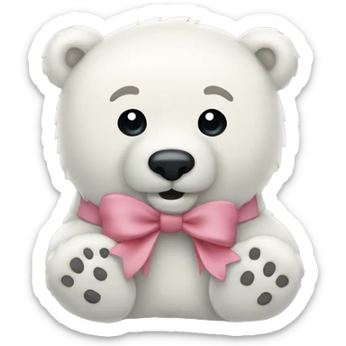 Polar bear stuffed animal cute bow sticker