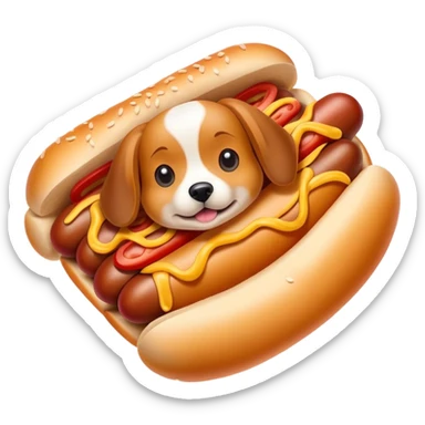 A dog inside a hotdog sticker