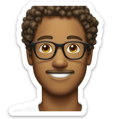 protruding ears, glasses and short curly hair sticker