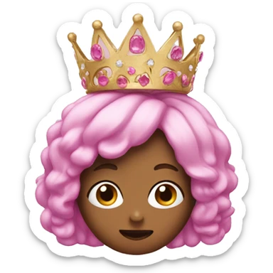 A pink bean wearing a tiara sticker