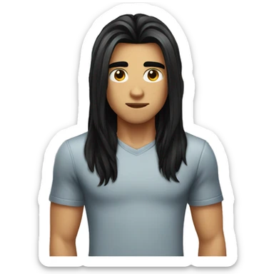 long black hair boy attitude  sticker