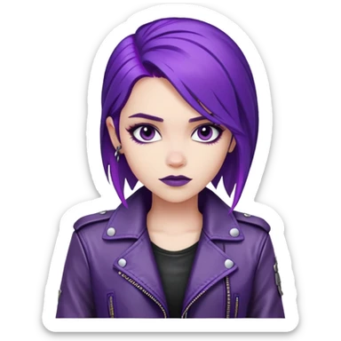 Mal from Descendants, purple hair, leather jacket, edgy style sticker