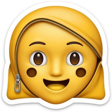 A zipper face. Half yellow half brown. No background. Make it look like an emoji sticker