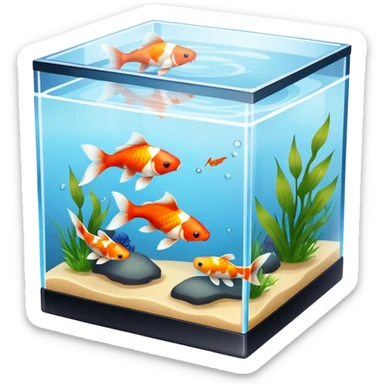 Cube fish tank koi fish sticker