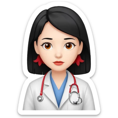 doctor with black hair and red hairclips  sticker