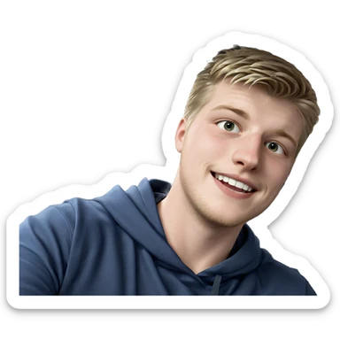 blonde boy smiling in car sticker