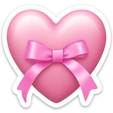 Pastel pink heart with pink ribbon sticker