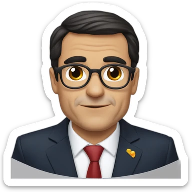 Pedro Sánchez without glasses kissing to Carles Puigdemomt with glasses sticker