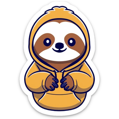 Sloth wearing sweatshirt sticker