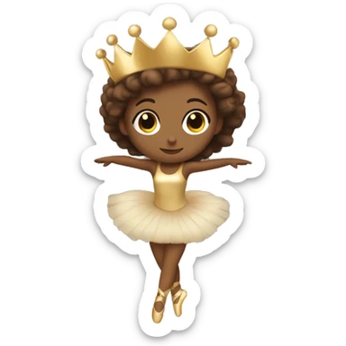  brown ballerina gold wings gold crown sticker