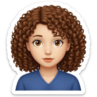 Chica con cabello chino mediano piel blanca ojos cafés  sticker