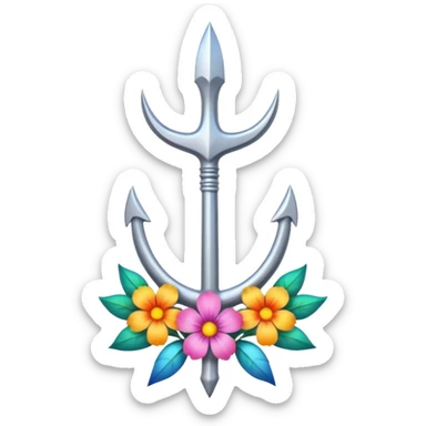 un trident normal juste il y a des fleurs entoure sticker