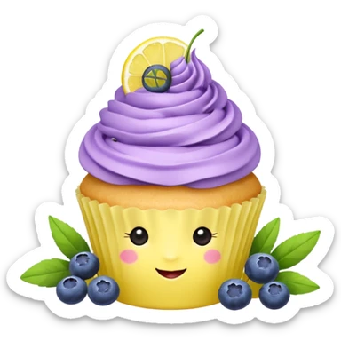 Lemonade cupcake with sprig of lavender & blueberry on top sticker
